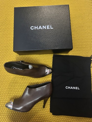 Chanel leder stiefeletten - chanel,